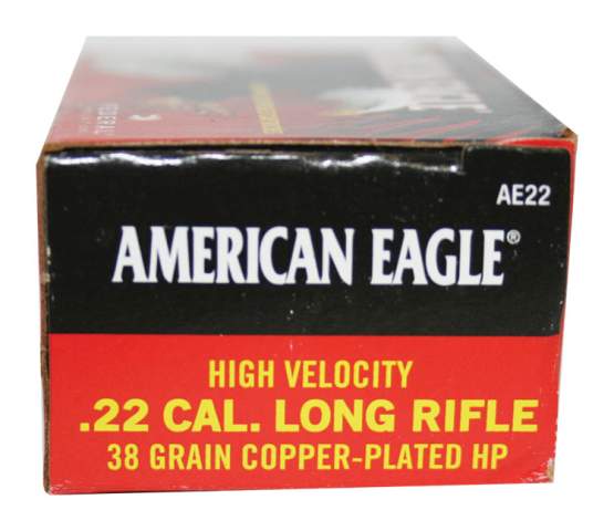 Federal American Eagle 22 Long Rifle High Velocity 38 Gr. Copper Plated HP  Rimfire Ammo (Box of 40) - Precision Reloading