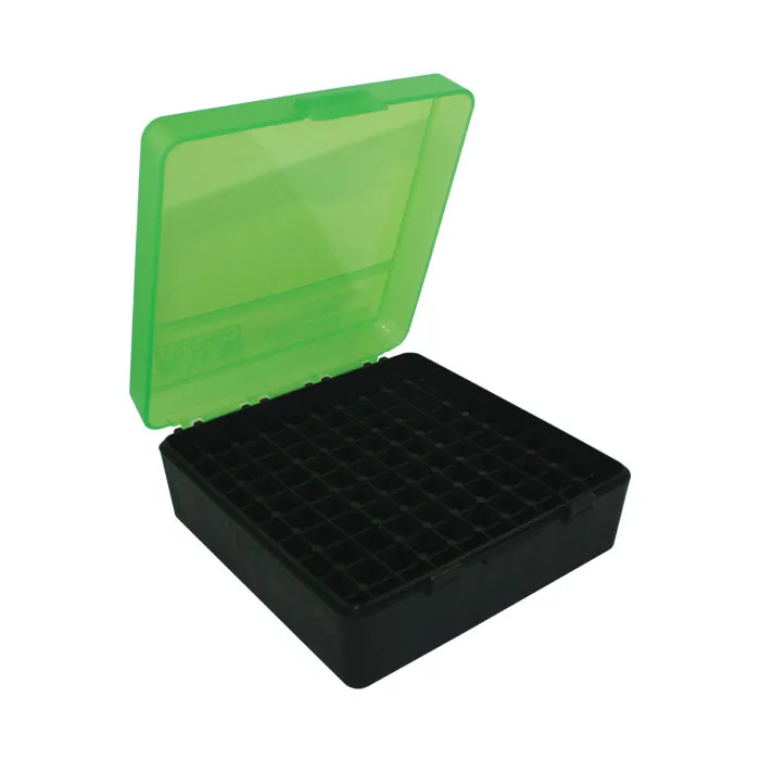 MTM 380/9MM Cal 50 Round Flip-Top Ammo Box, Clear Green MTM 380/9MM Cal 50 Round Flip-Top Ammo Box, Clear Green