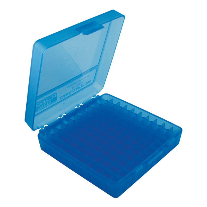 10 X BERRY'S PLASTIC STORAGE AMMO BOX BLUE COLOR 9MM/380 ACP 100 rd 