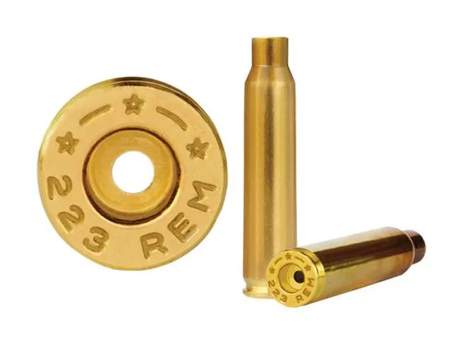 Starline Brass .223 Remington cartridge cases from Precision Reloading shown from multiple angles for rifle reloading